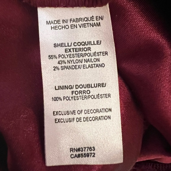 Laundry by Shelli Segal Ruched Lace Burgundy Long Sleeve Knee Length Size 12 - Picture 12 of 14